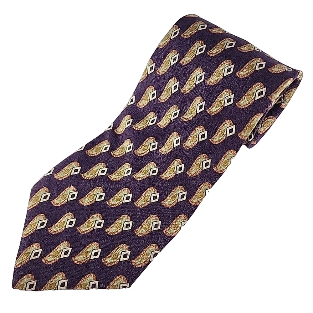 Joseph Abboud Burgundy Patterned Silk Tie Necktie - Made in USA - Like New